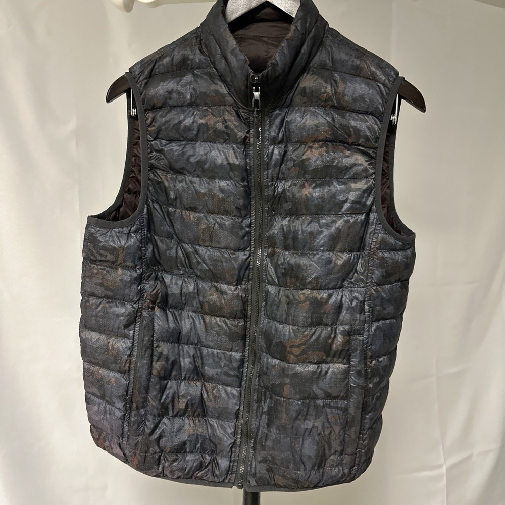 Men's Hawke & Co Reversible Duck Down Vest Jacket Brown Camouflage L